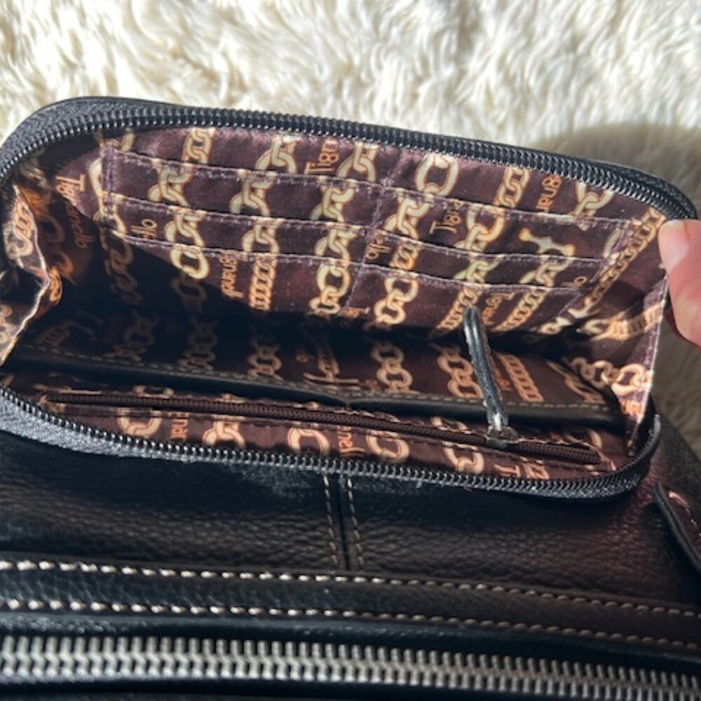 VINTAGE Tignanello Lined Leather Crossbody Black Bag - Picture 12 of 15